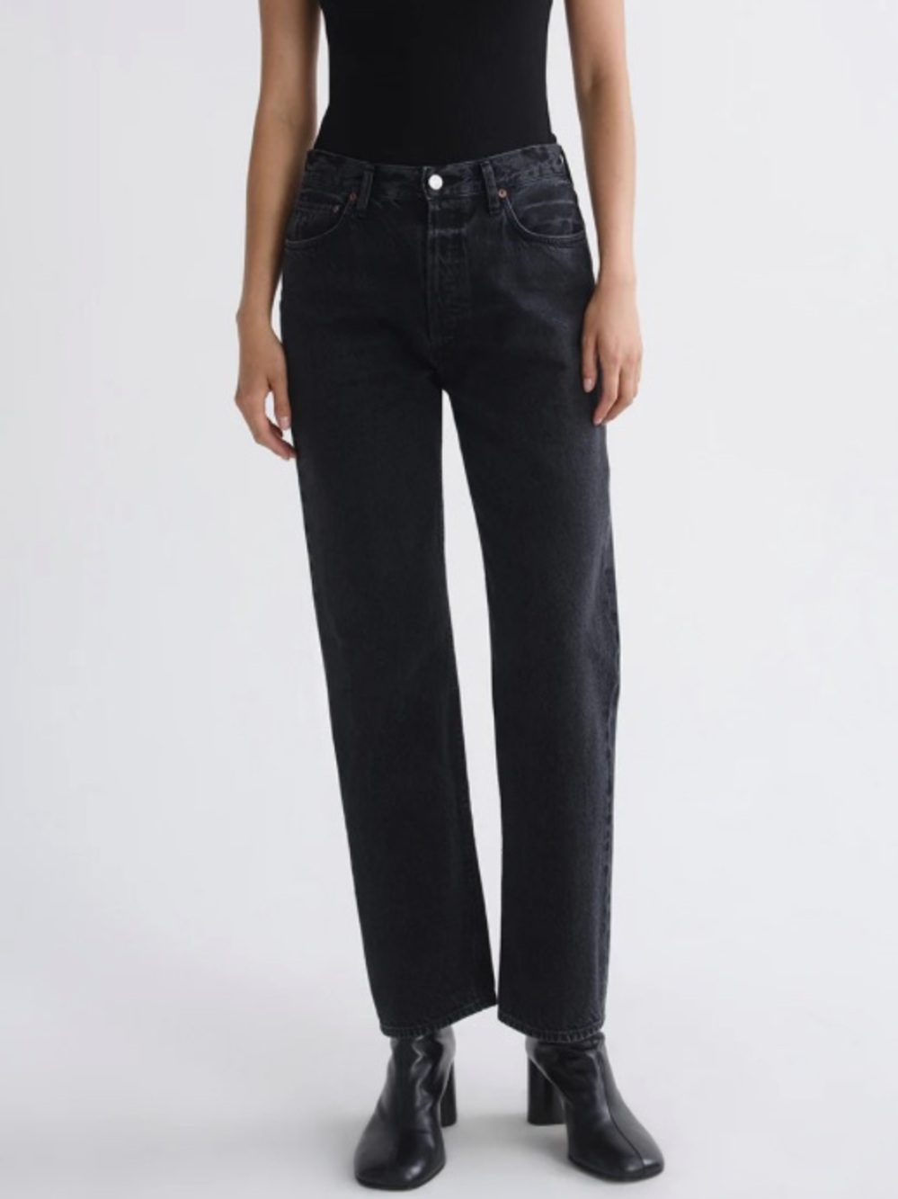 AGOLDE Pinch High Rise Straight Jeans Black Size 28